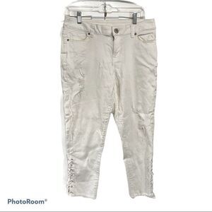 Maurice White Tie Side Cropped Jeans, 5/6